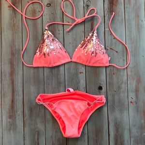 Pink and silver sequin Victoria's Secret bikini